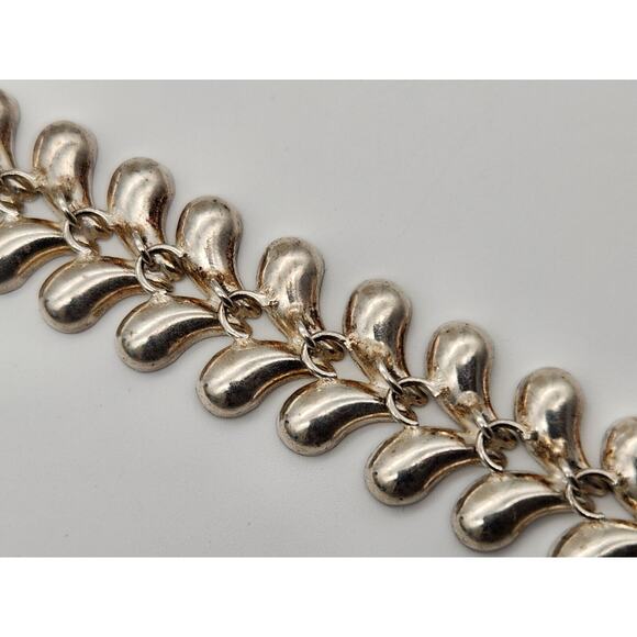 Vintage Sterling Silver KLM Kathy Lynn Mayeda Leaf Design 18” Statement Necklace - Picture 4 of 7